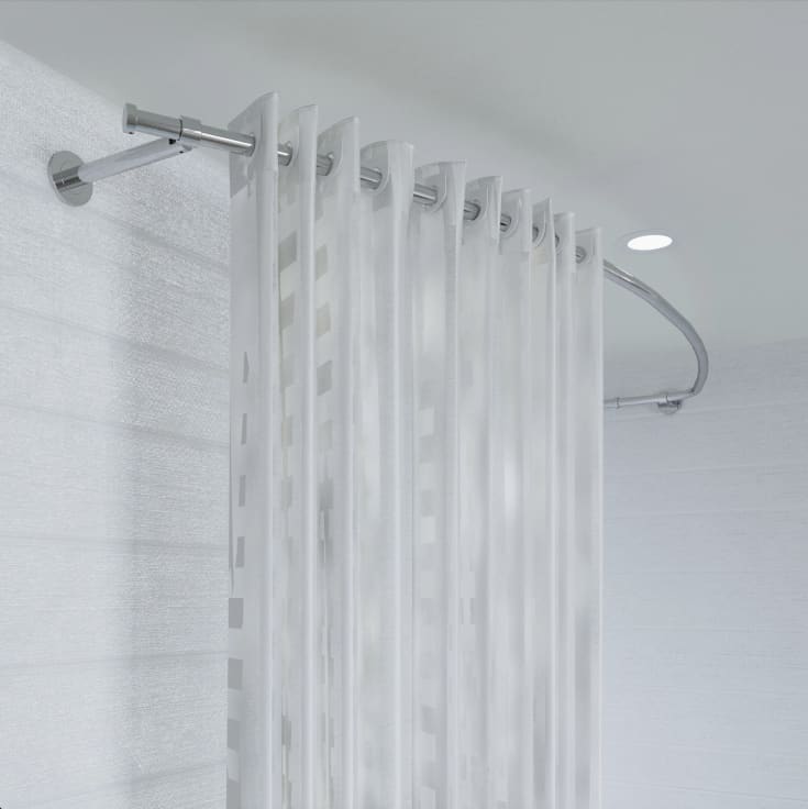 Hefe dusjforhengstang, 200 cm, aluminium