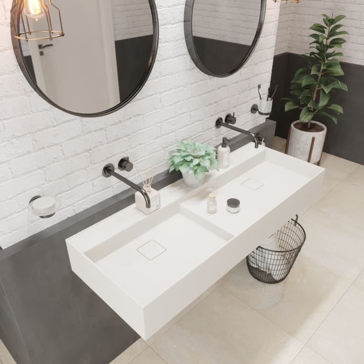 Ideavit SolidBliss-120D tvättställ, 120x45 cm, matt vit