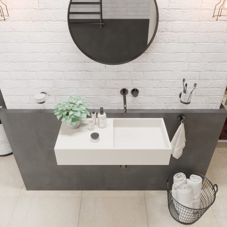 Ideavit SolidPlan-75 tvättställ, 75x32,5 cm, matt vit