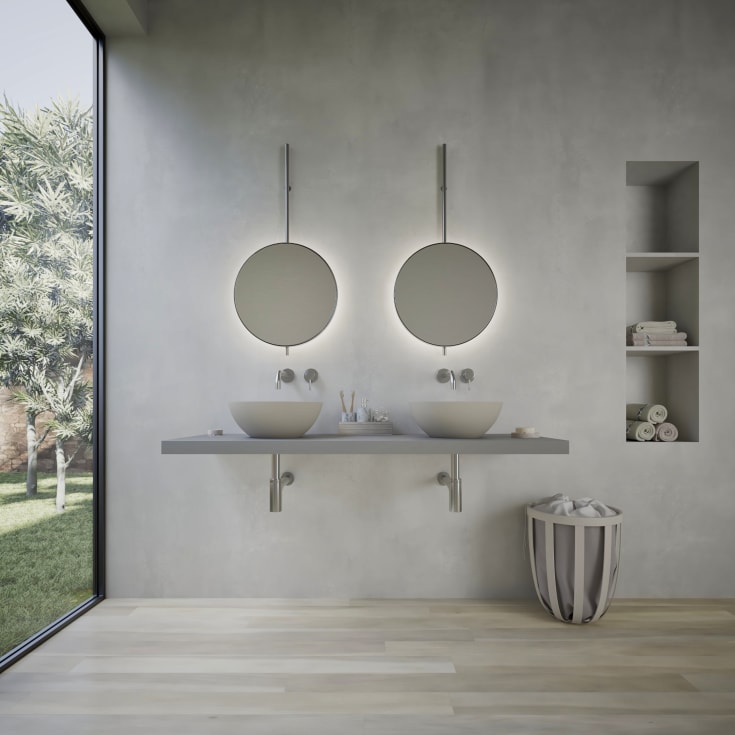 Ideavit SolidThin-39 tvättställ, Ø39 cm, matt grå/vit