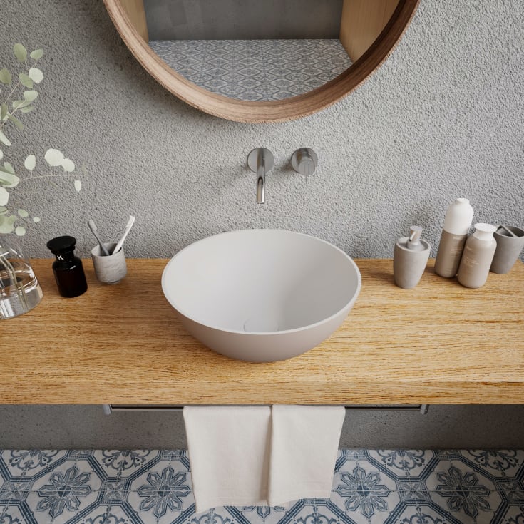 Ideavit SolidThin-39 håndvask, Ø39 cm, mat beige/hvid