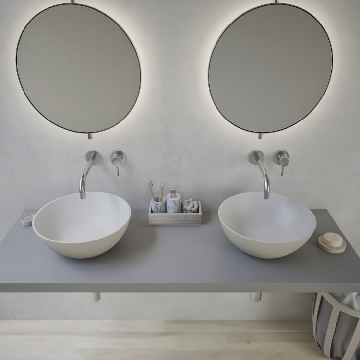 Ideavit SolidThin-39 håndvask, Ø39 cm, mat grå/hvid