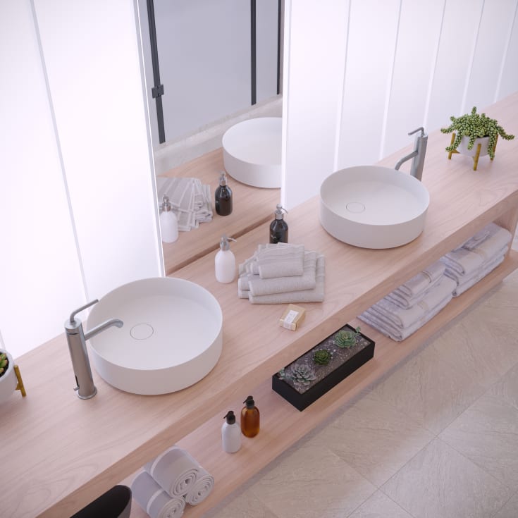 Ideavit SolidFloat-40 tvättställ, Ø40 cm, matt vit