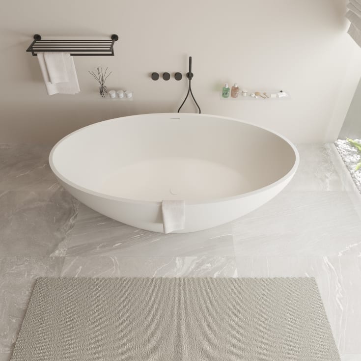 Ideavit SolidEllipse badekar, 180x88 cm, mat hvid
