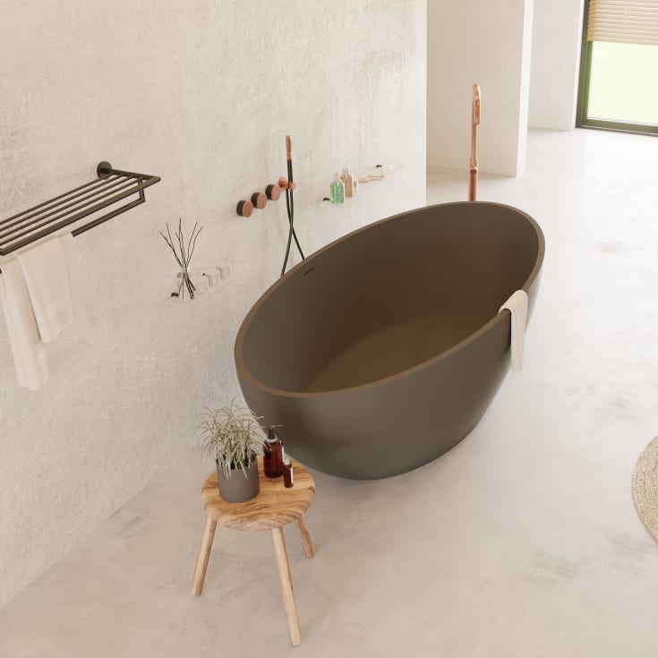 Ideavit SolidEllipse badekar, 180x88 cm, matt mørkegrå