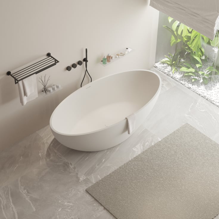 Ideavit SolidEllipse badkar, 180x88 cm, matt vit
