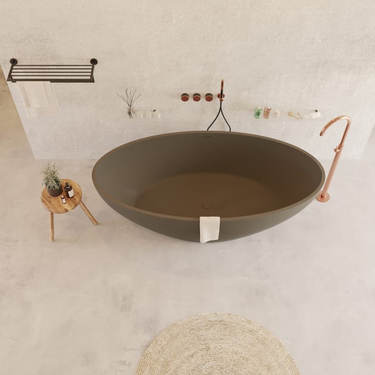 Ideavit SolidEllipse badkar, 180x88 cm, matt mörkgrå