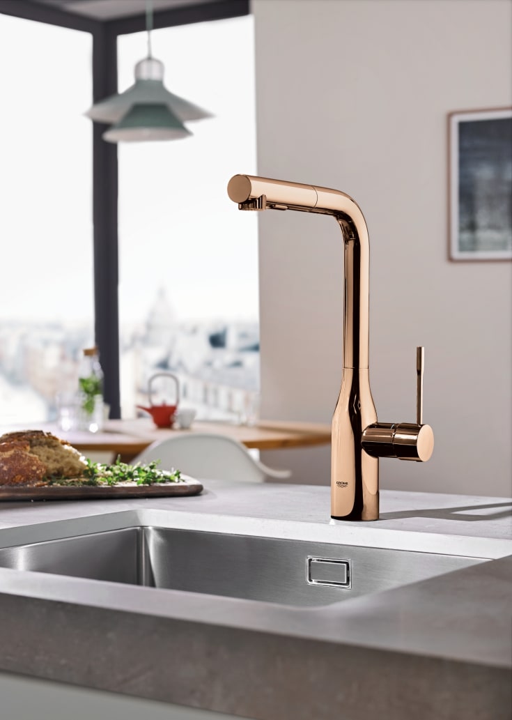Grohe Essence köksblandare, utdragbar pip, koppar