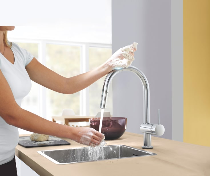 Grohe Minta Touch köksblandare, utdragbar pip, stål