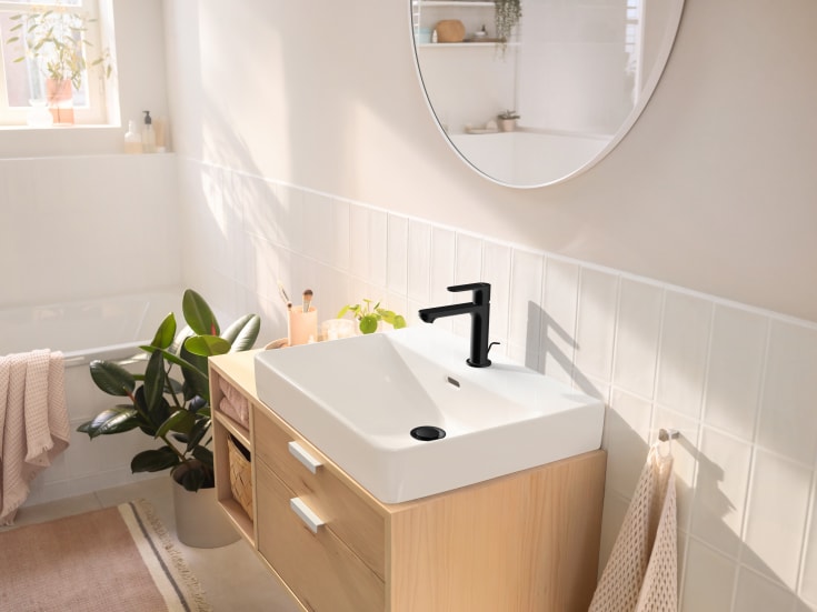 Hansgrohe bottenventil, push-open, matt svart