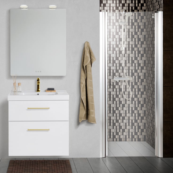 Dansani Match duschdörr, modell A, 77 cm, klart glas, satin profil