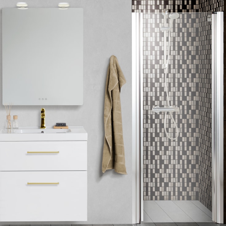 Dansani Match duschdörr, modell A, 87 cm, klart glas, satin profil