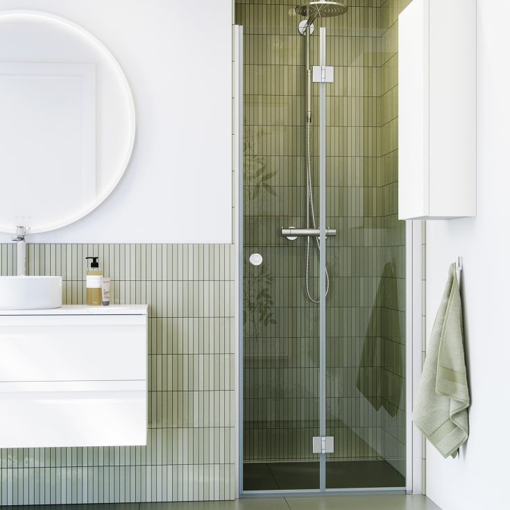 Dansani Match duschdörr, modell B, 77 cm, klart glas, satin profil
