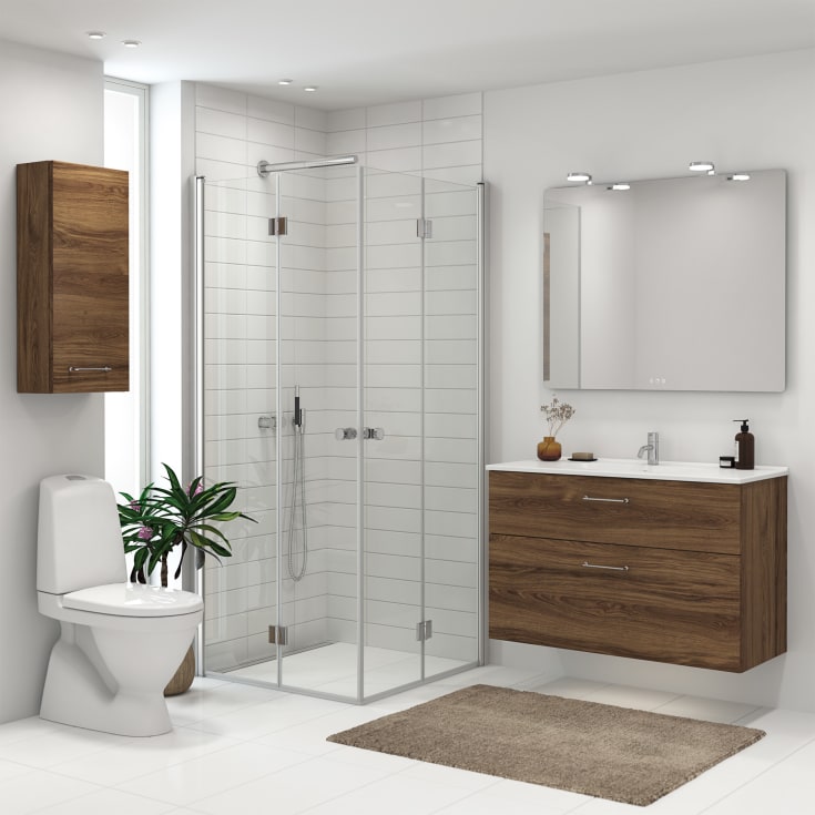 Dansani Match duschdörr, modell B, 97 cm, klart glas, satin profil