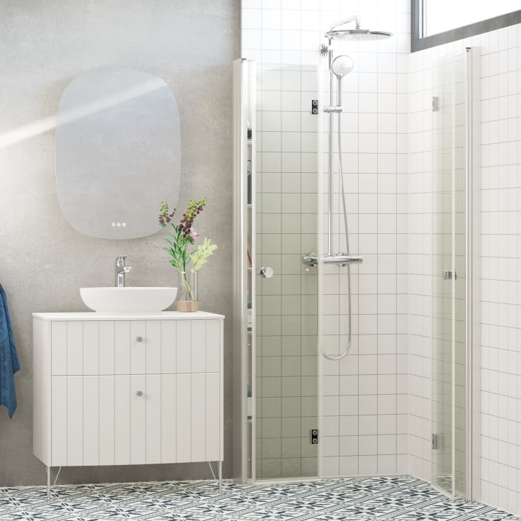Dansani Match duschdörr, modell B, 97 cm, klart glas, satin profil