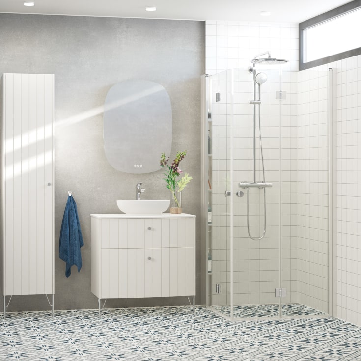 Dansani Match duschdörr, modell B, 67 cm, klart glas, satin profil