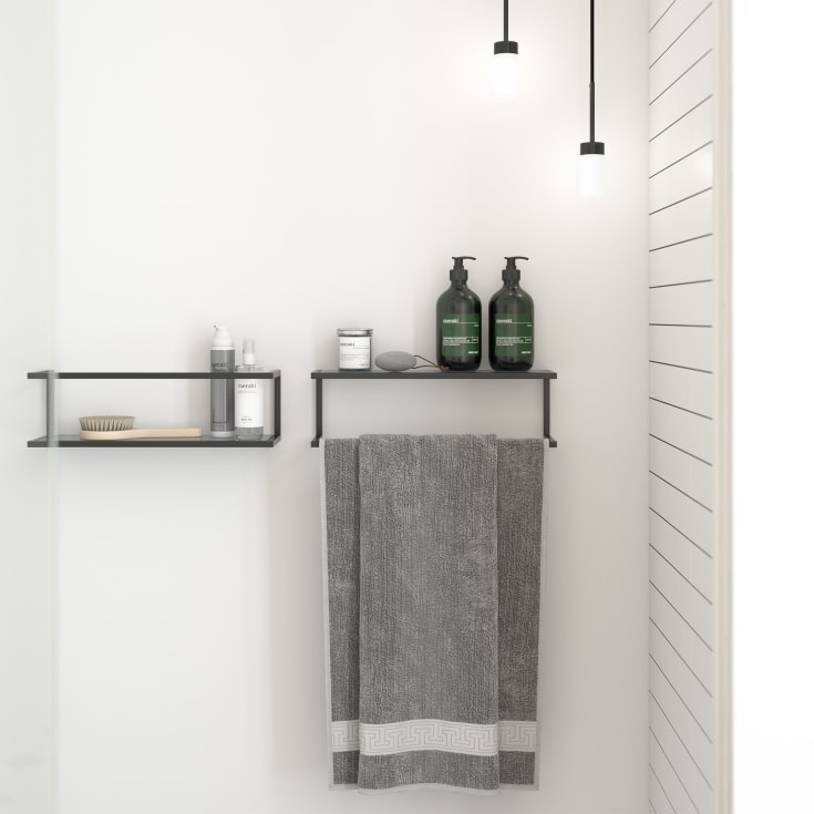 Dansani Luna hylde, 39,6x12 cm, sort/tonet glas