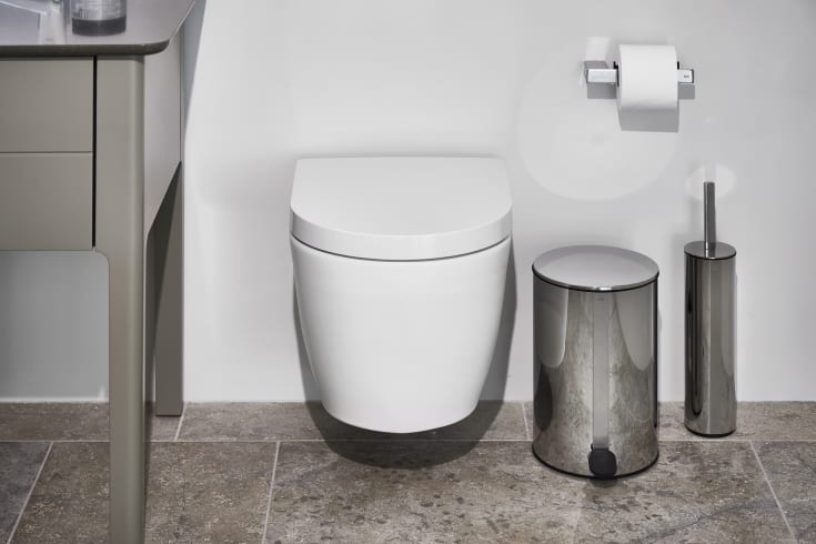 Unidrain Reframe toalettavfallskorg, 4 liter, polerat rostfritt stål