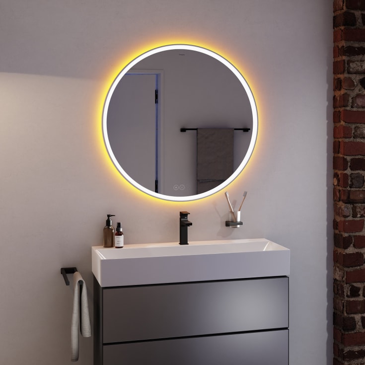 Hansgrohe Xarita S speil med lys, dimbart, touch, 90 cm, matt hvit