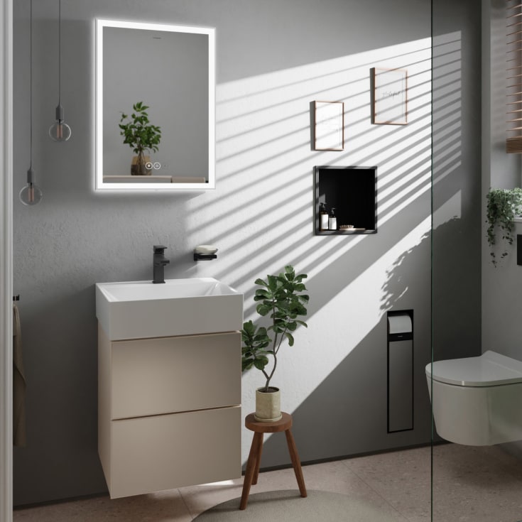 Hansgrohe Xarita E spegel med belysning, dimbar, touch, 50,6x70,6 cm, matt vit