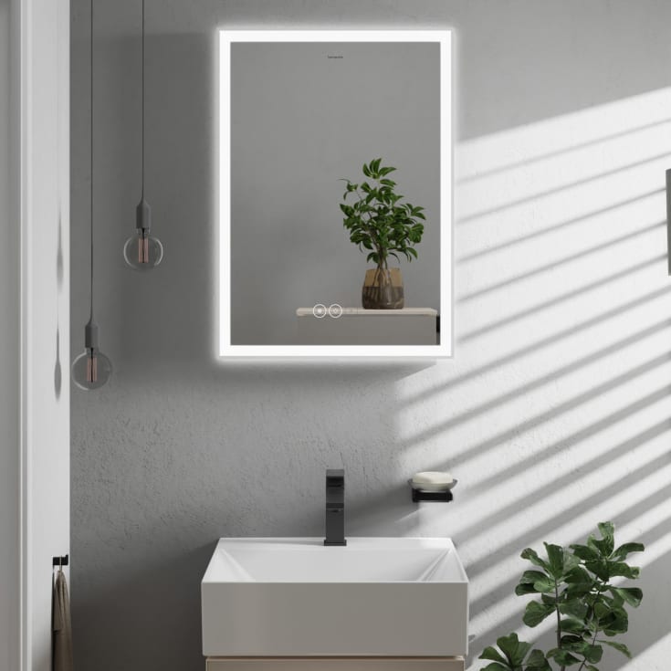 Hansgrohe Xarita E spegel med belysning, dimbar, touch, 50,6x70,6 cm, matt vit