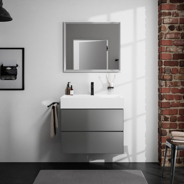 Hansgrohe Xarita E spejl med lys, dæmpbar, touch, 80,6x70,6 cm, mat hvid