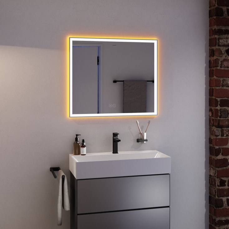 Hansgrohe Xarita E speil med lys, dimbart, touch, 80,6x70,6 cm, matt hvit