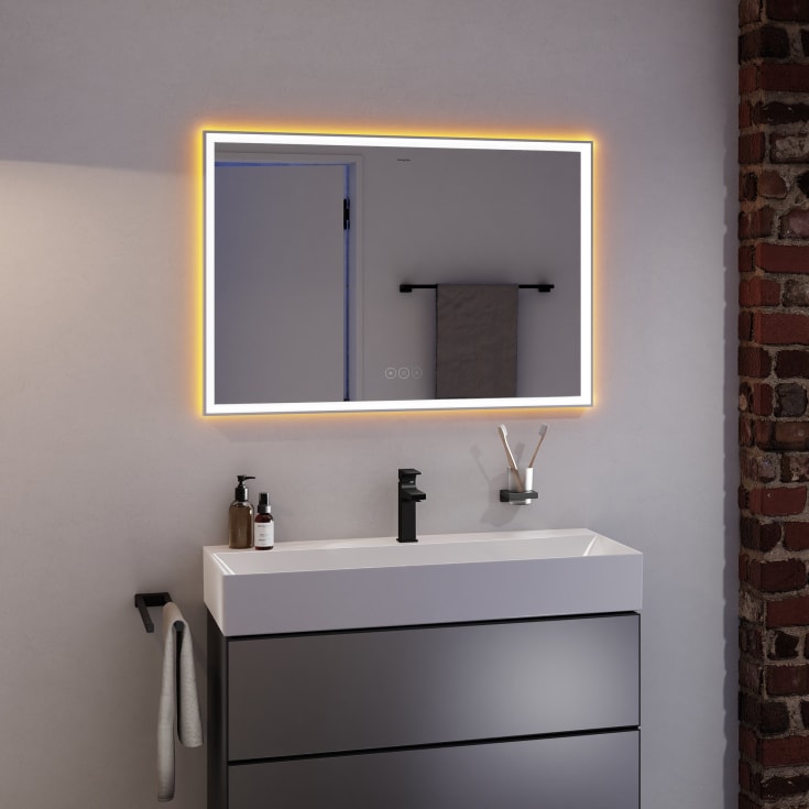 Hansgrohe Xarita E spejl med lys, dæmpbar, touch, 100,6x70,6 cm, mat hvid