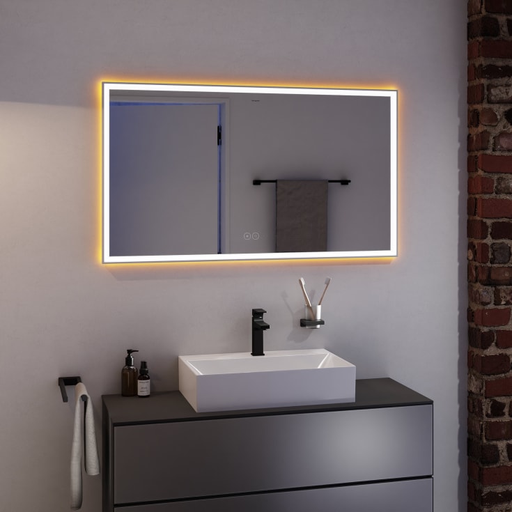 Hansgrohe Xarita E speil med lys, dimbart, touch, 120,6x70,6 cm, matt hvit