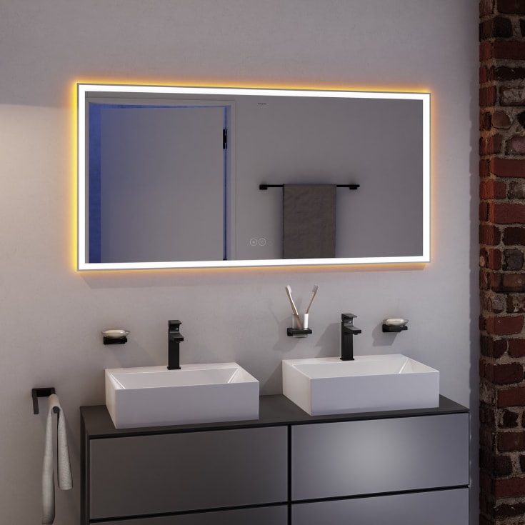 Hansgrohe Xarita E spejl med lys, dæmpbar, touch, 140,6x70,6 cm, mat hvid