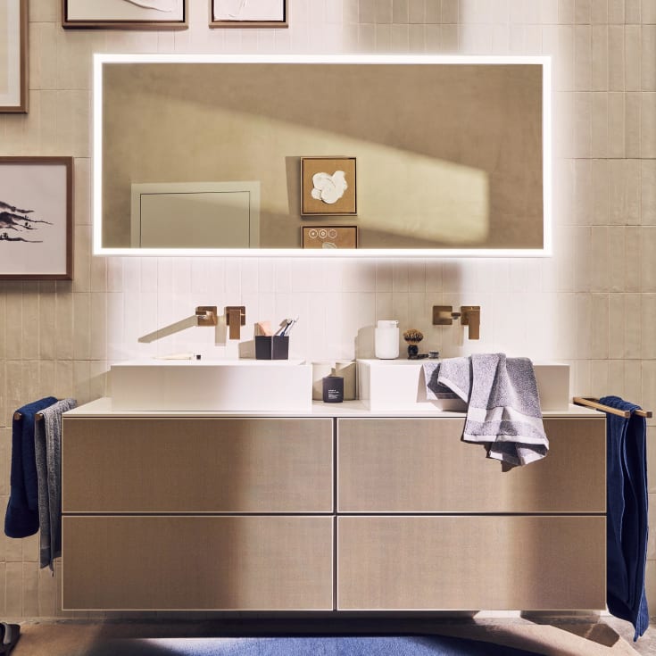 Hansgrohe Xarita E spejl med lys, dæmpbar, touch, 160,6x70,6 cm, mat hvid