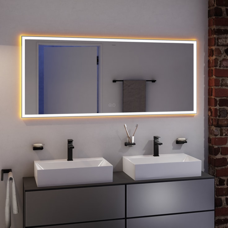 Hansgrohe Xarita E speil med lys, dimbart, touch, 160,6x70,6 cm, matt hvit