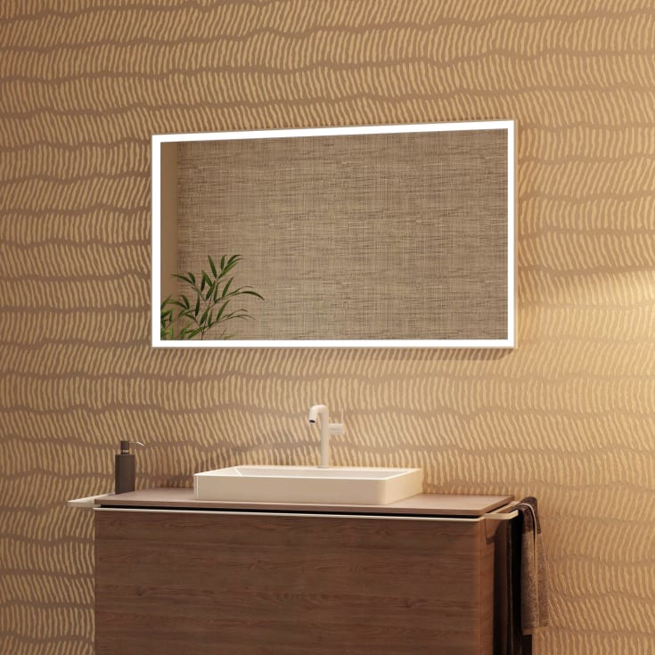 Hansgrohe Xarita E spegel med belysning, sensor, dimbar, 120,6x70,6 cm, matt vit