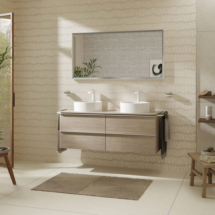Hansgrohe Xarita E spejl med lys, sensor, dæmpbar, 140,6x70,6 cm, mat hvid