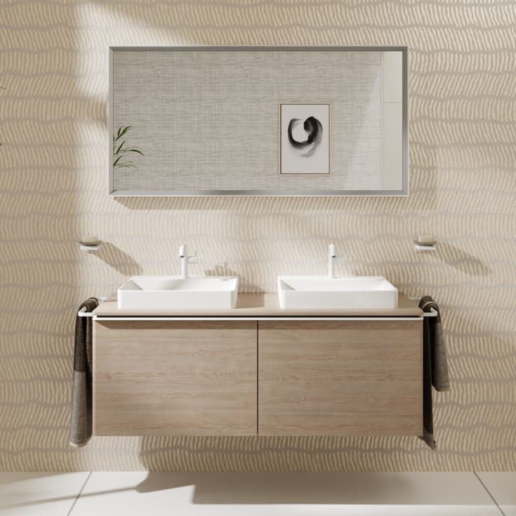 Hansgrohe Xarita E spejl med lys, sensor, dæmpbar, 140,6x70,6 cm, mat hvid