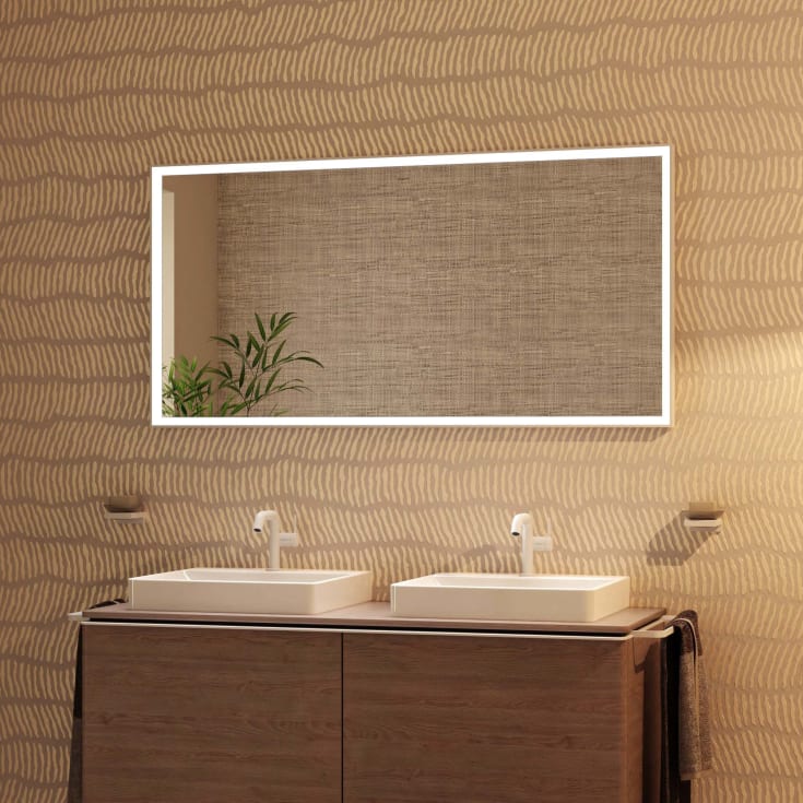 Hansgrohe Xarita E spegel med belysning, sensor, dimbar, 140,6x70,6 cm, matt vit
