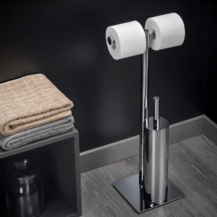 Cosmic Project toiletbørste med toiletpapirholder, krom
