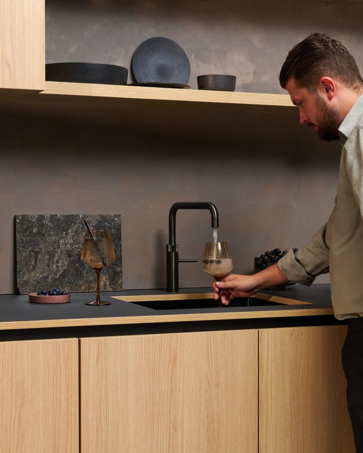 Quooker Fusion Square kjøkkenkran, med PRO3 beholder, sort krom