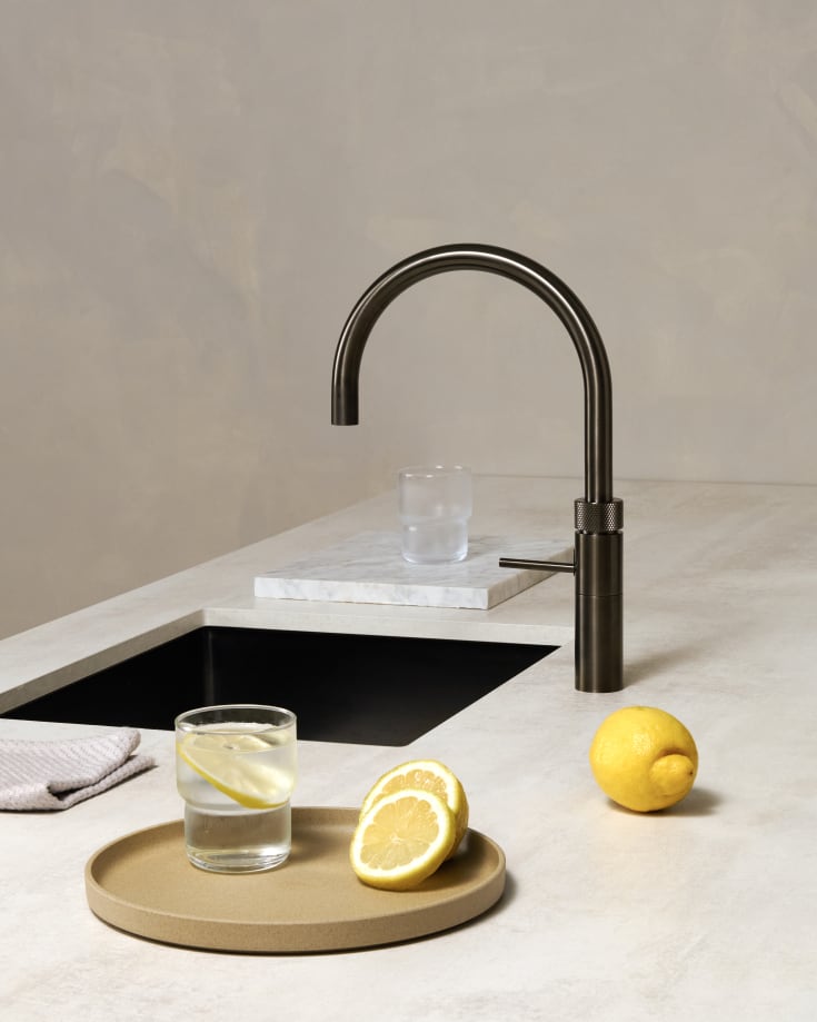 Quooker Fusion Round Pro3 køkkenarmatur, kogende vand, sort krom