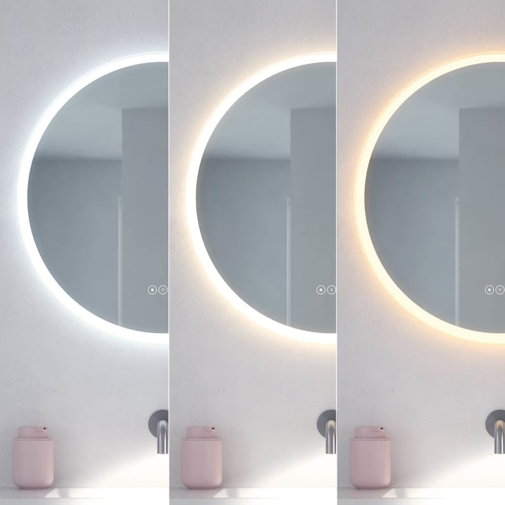 Loevschall Johannesburg RGB spejl med lys, dæmpbar, touch, Ø60 cm