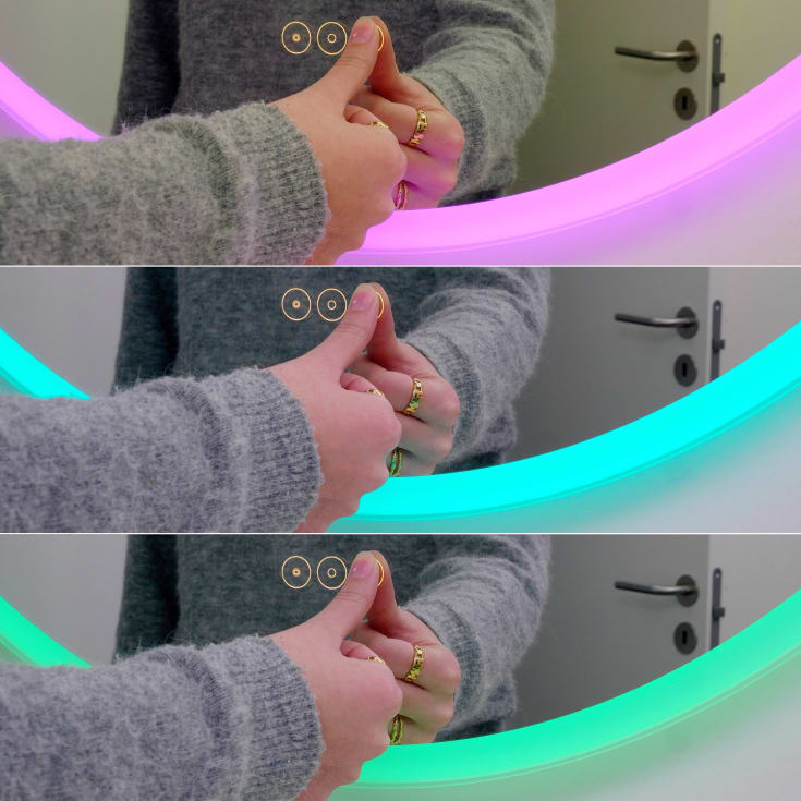 Loevschall Johannesburg RGB spejl med lys, dæmpbar, touch, Ø60 cm