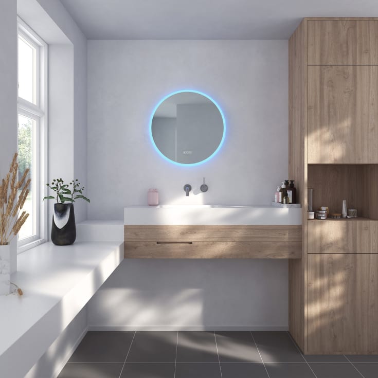 Loevschall Johannesburg RGB spejl med lys, dæmpbar, touch, Ø100 cm