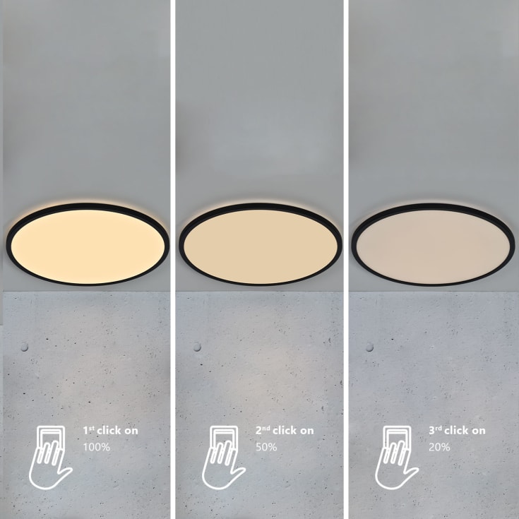 Nordlux Oja plafond, 3-stegs-dämpning, 2700K, svart, Ø60 cm