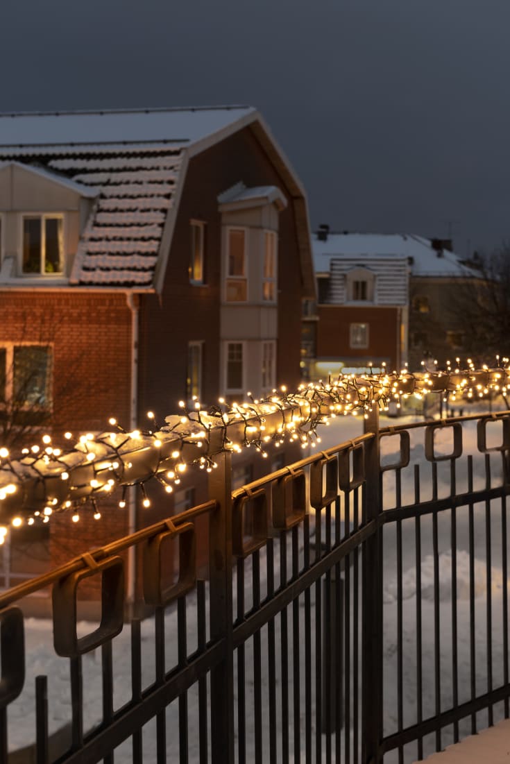 6 stk Konstsmide Cluster lyslenke utendørs, 400 varmhvite lys, 8,78 meter
