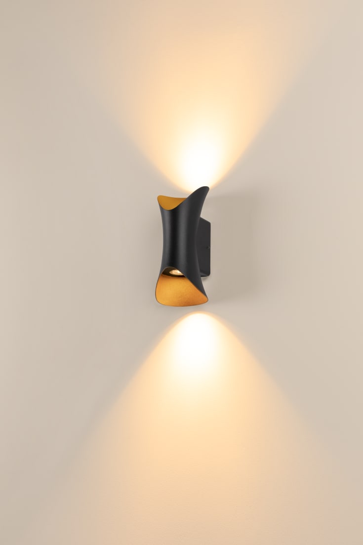 MODEL, vägglampa, upp/ner, 2700K, PHASE, svart/guld