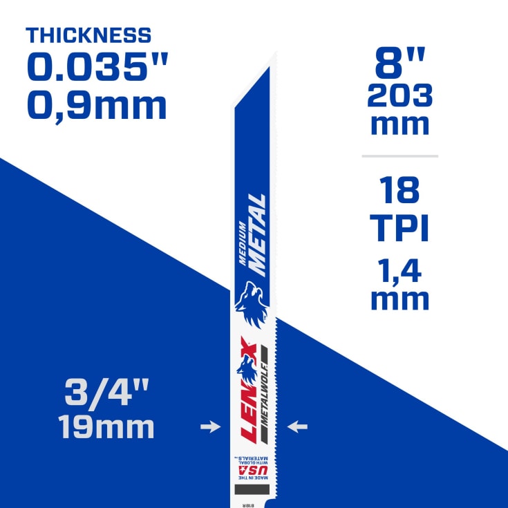 Lenox bajonetsavklinge til metal 18 tpi 200 mm, 25 stk.