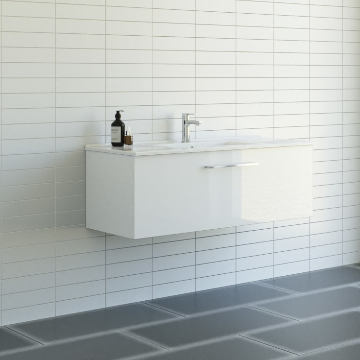 Dansani Mido+ möbelpaket, 121x45,5 cm, vit högglans