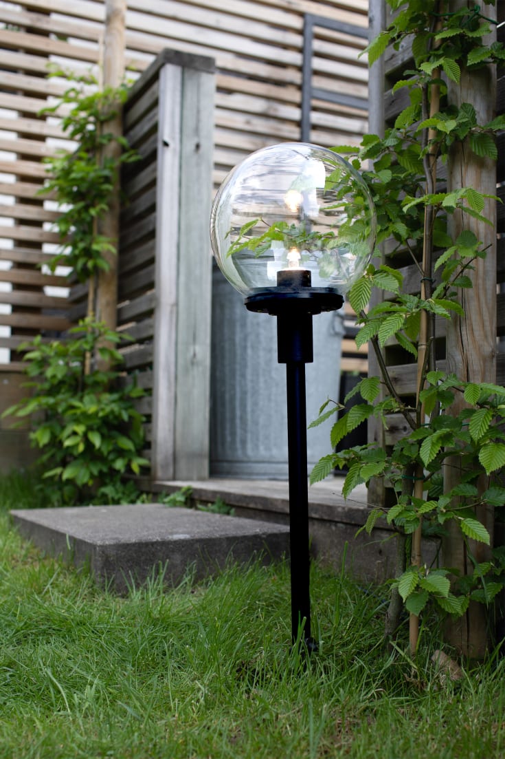 GARDEN 24 Bedlampe Kugle 60cm sort/klar