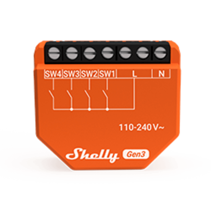 Shelly i4 Gen3, WiFi inputmodul, 4 kanaler (110-240V)