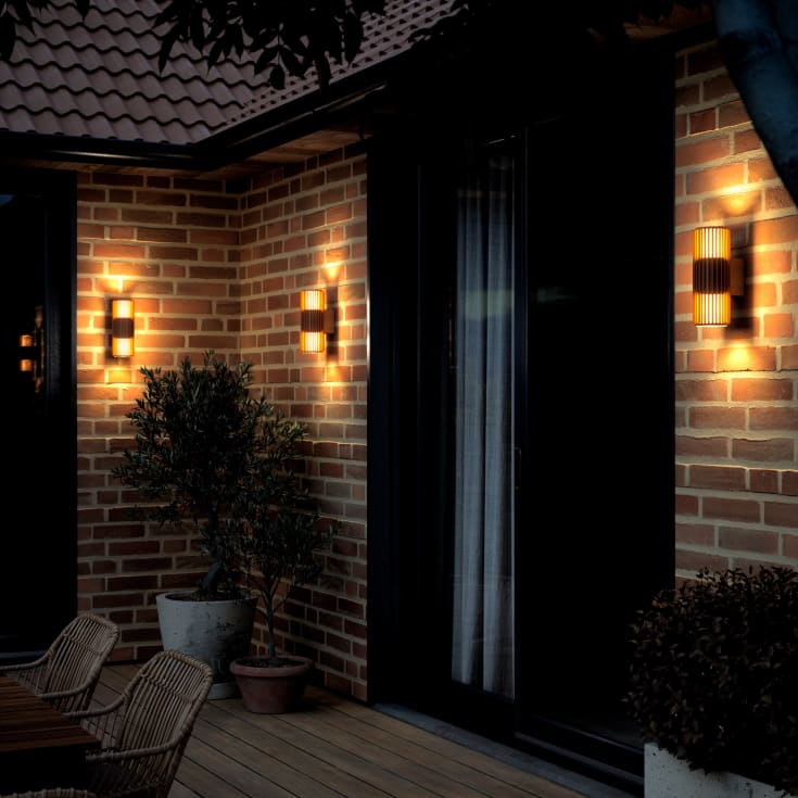 Nordlux Aludra Double vägglampa utomhus, brun